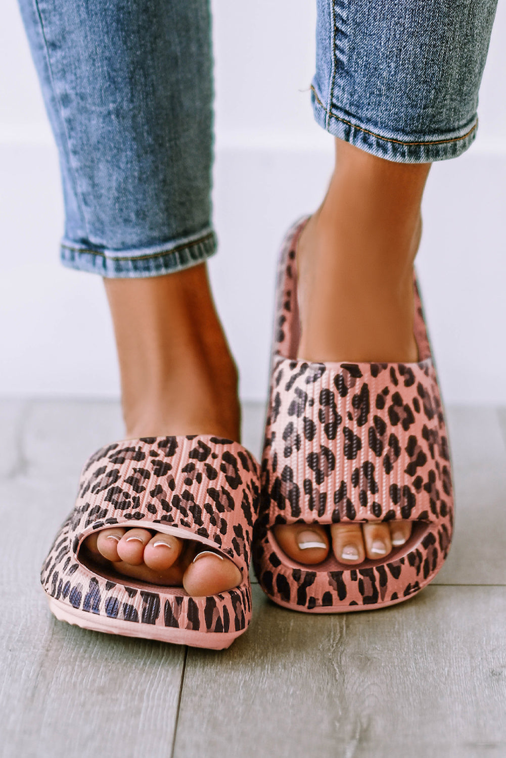 Leopard Cloud Slides Thick Flat Slippers