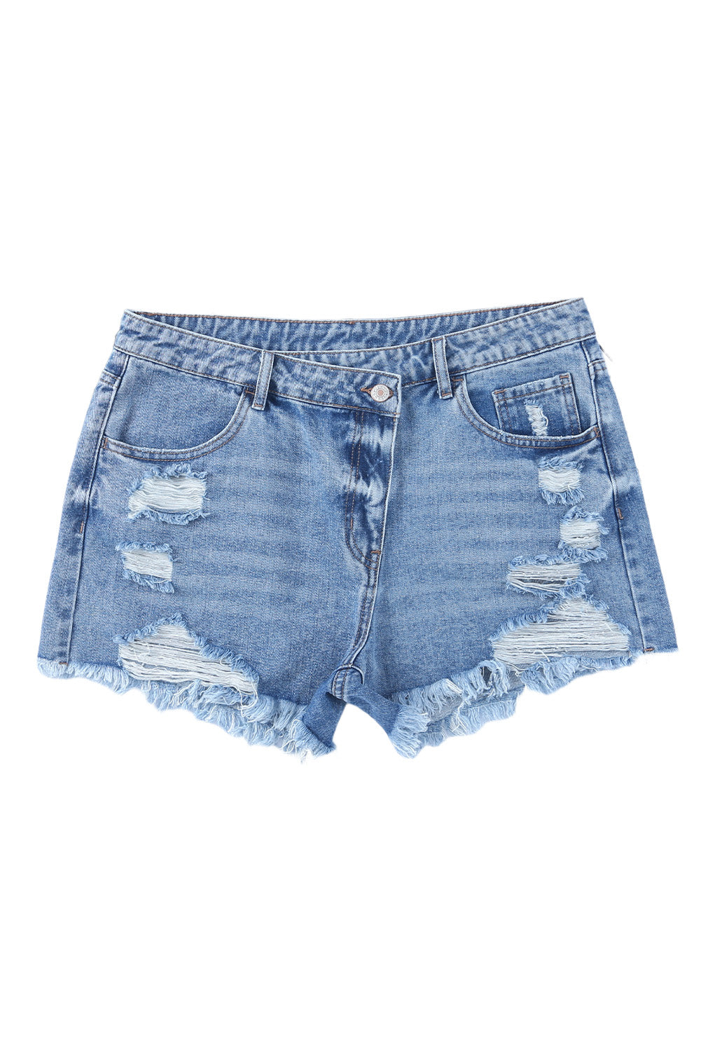 Black Crossover Waist High Rise Denim Shorts