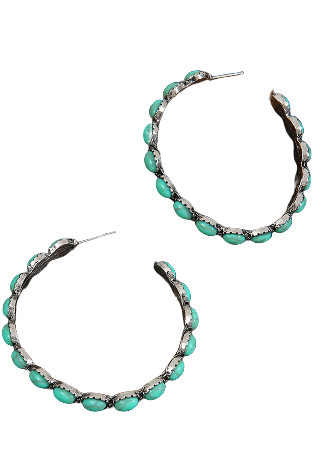 Sky Blue Turquoise Big Circle C-shaped Earrings