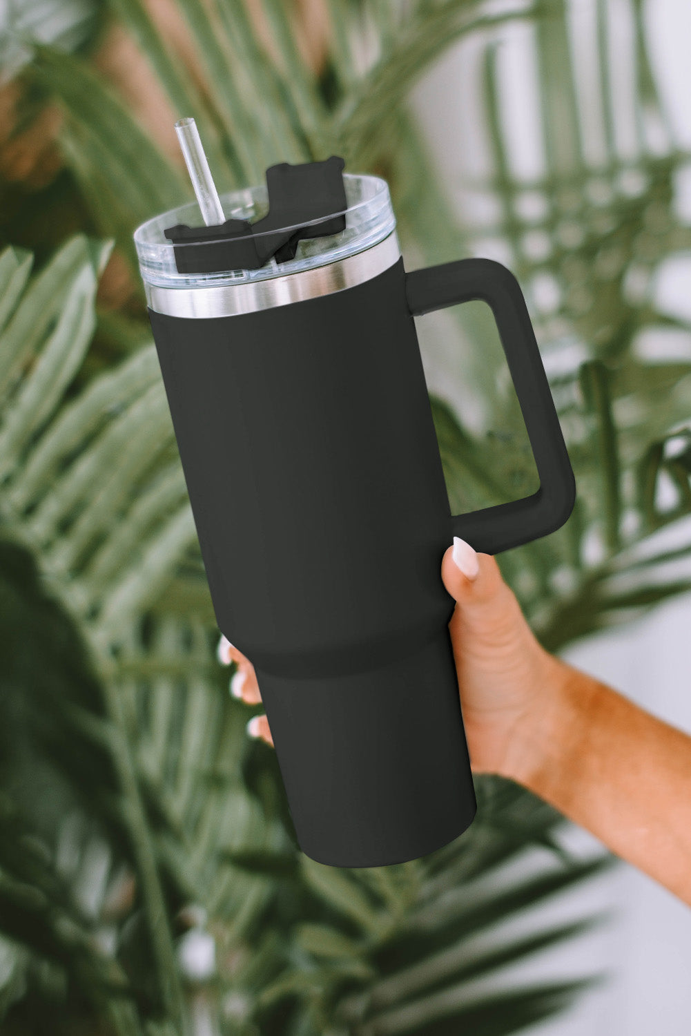 Black 304 Stainless Steel Double Insulated Tumbler Mug with Straw