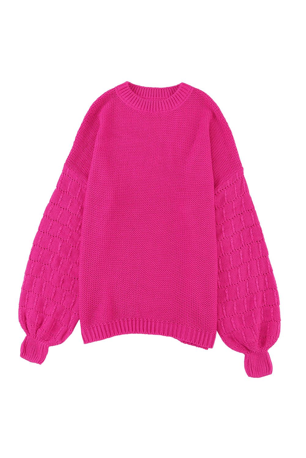 Rose Hollowed Long Sleeve Drop Sleeve Knit Sweater