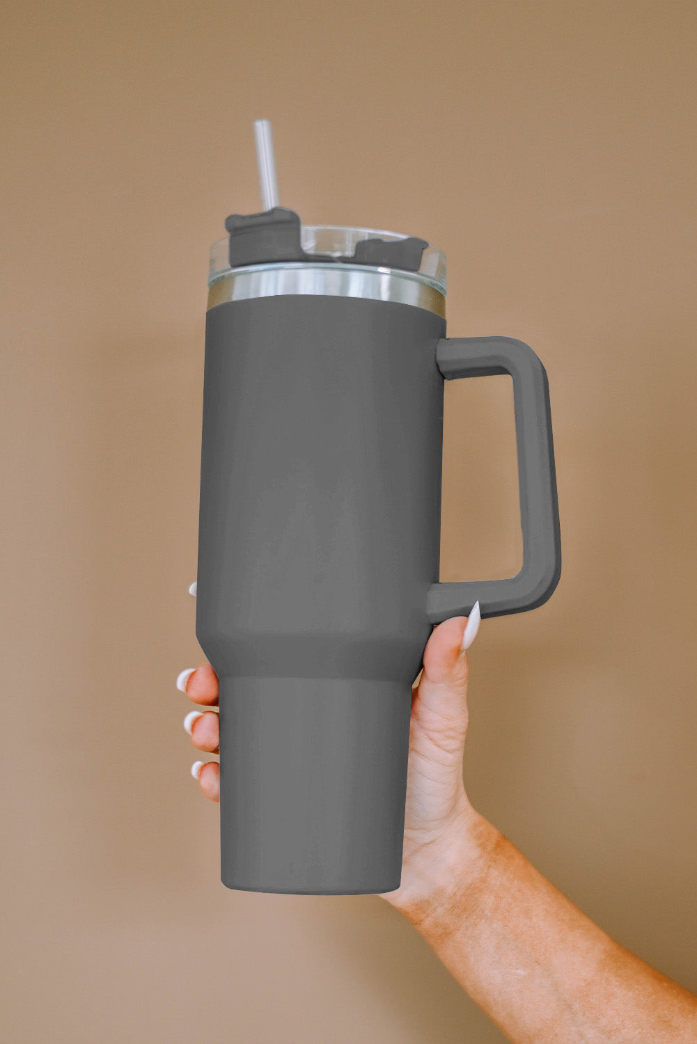 Black 304 Stainless Steel Double Insulated Tumbler Mug with Straw