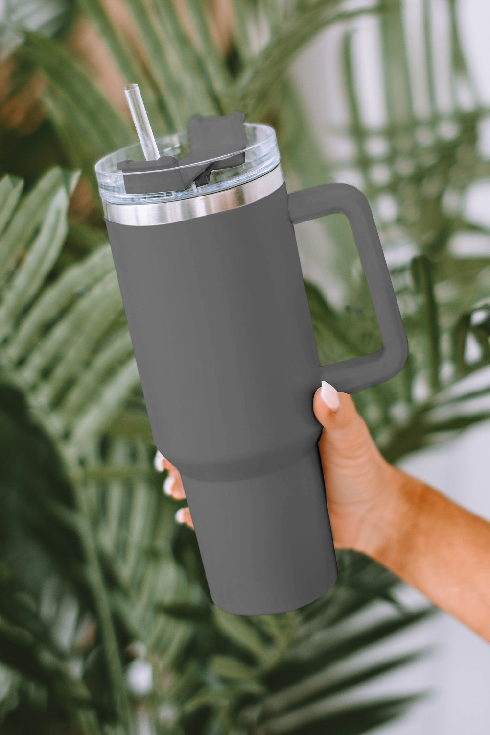 Black 304 Stainless Steel Double Insulated Tumbler Mug with Straw