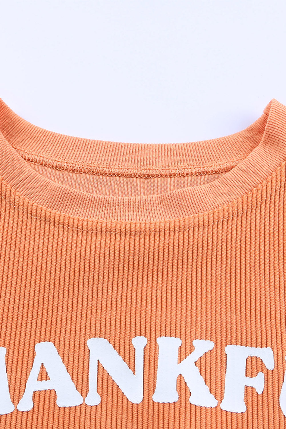 Orange Plain Drop Sleeve Rib-Knit Oversized Sweatshirt