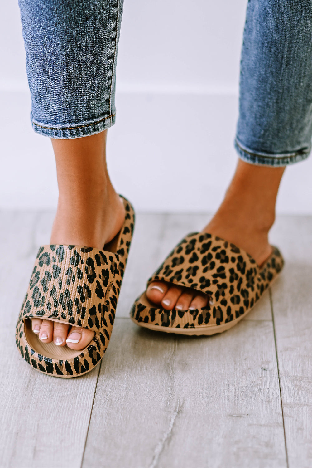 Leopard Cloud Slides Thick Flat Slippers